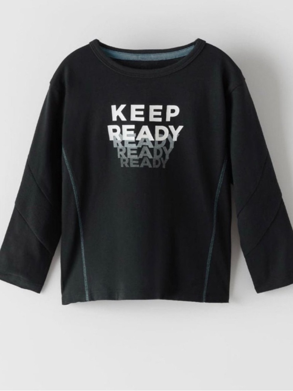 NWT Zara kids boys black KEEP REAFY long sleeve graphic shirt top size 2 3 years